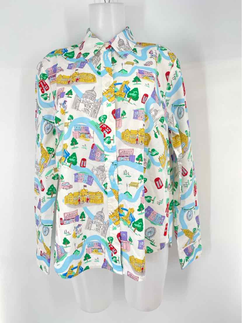 Size 14 Boden White Print Shirt