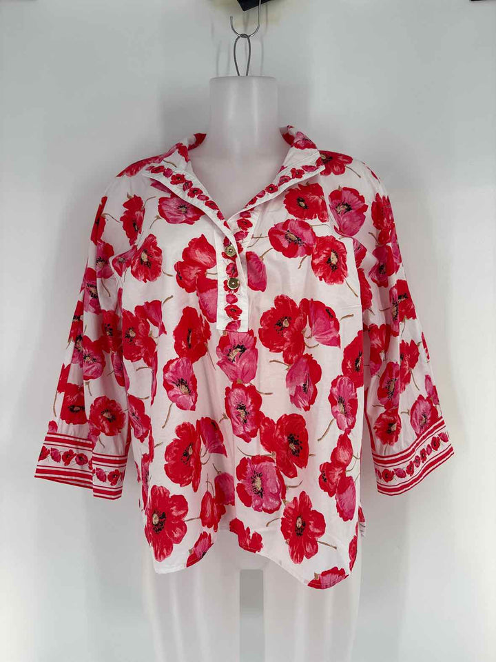 Size L Talbots Red Print Shirt
