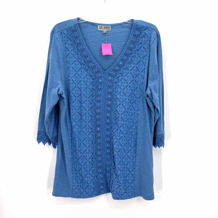 Size XL JM COLLECTION Blue Lace Shirt