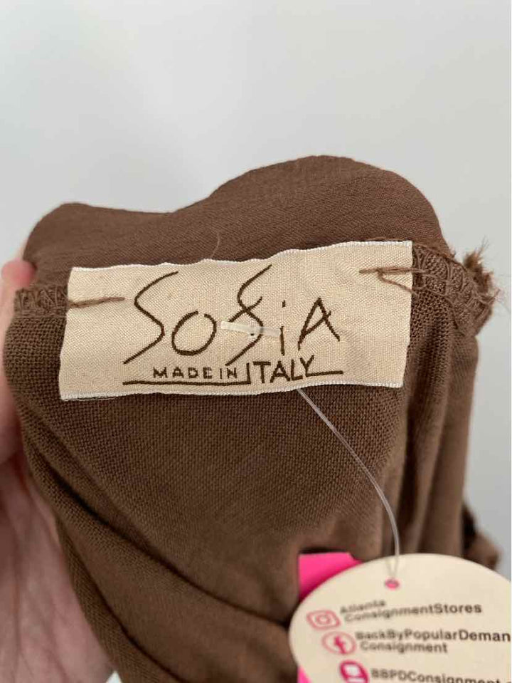 Size M SOFIA VERGARA Brown Sateen Shirt