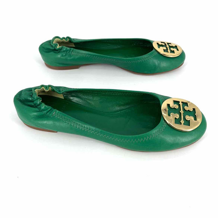 Shoe Size 9 Tory Burch Green Leather Flats