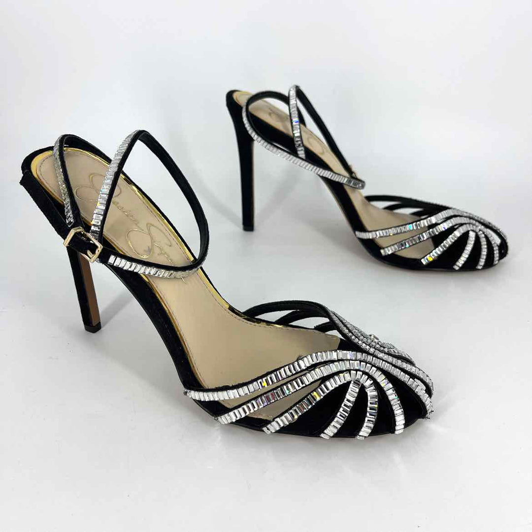 Shoe Size 8 Jessica Simpson Black Rhinestone Pumps