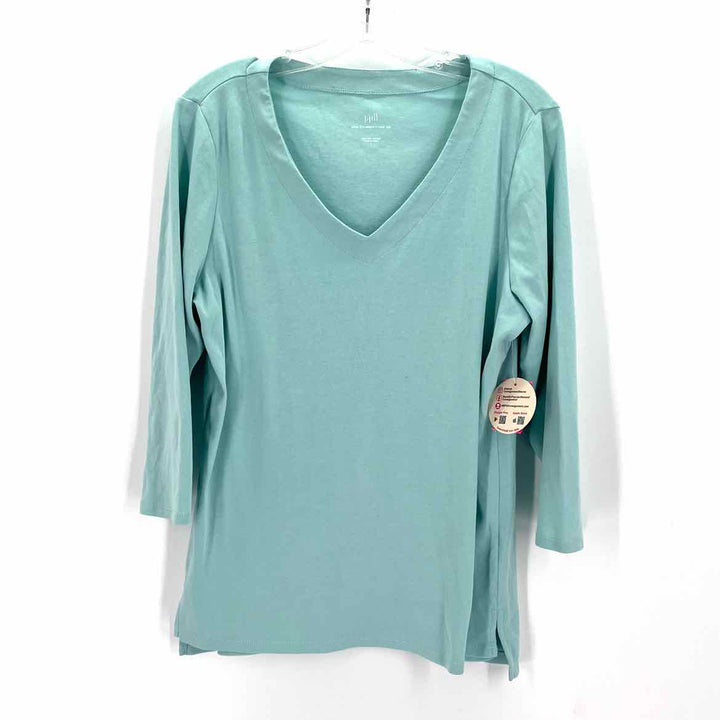 Size L J JILL Aqua Knit Shirt