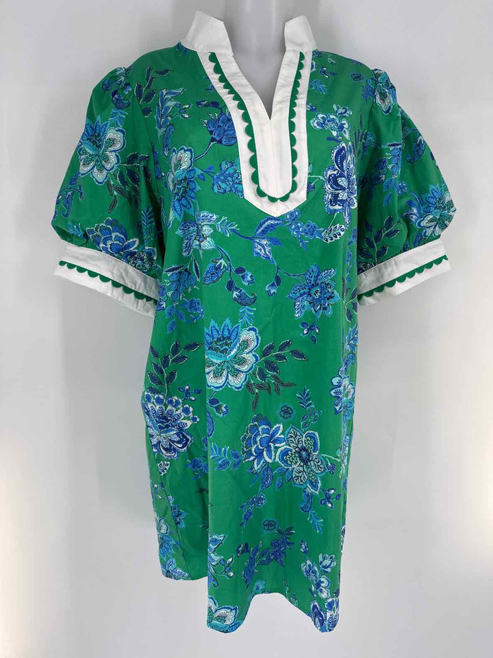 Size L ENTRO Green Print Dress