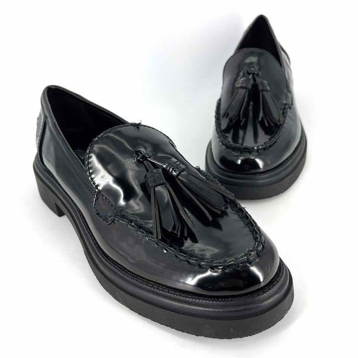 Shoe Size 39 ZARA Black PATENT Loafers