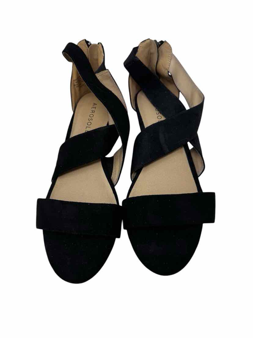 Shoe Size 9.5 AEROSOLES Black Suede Sandals