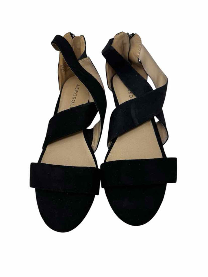 Shoe Size 9.5 AEROSOLES Black Suede Sandals