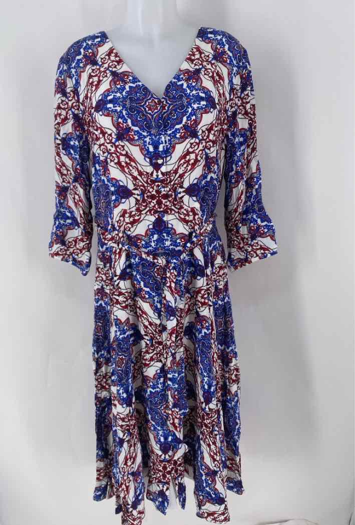 Size 14 Talbots Blue Print Dress
