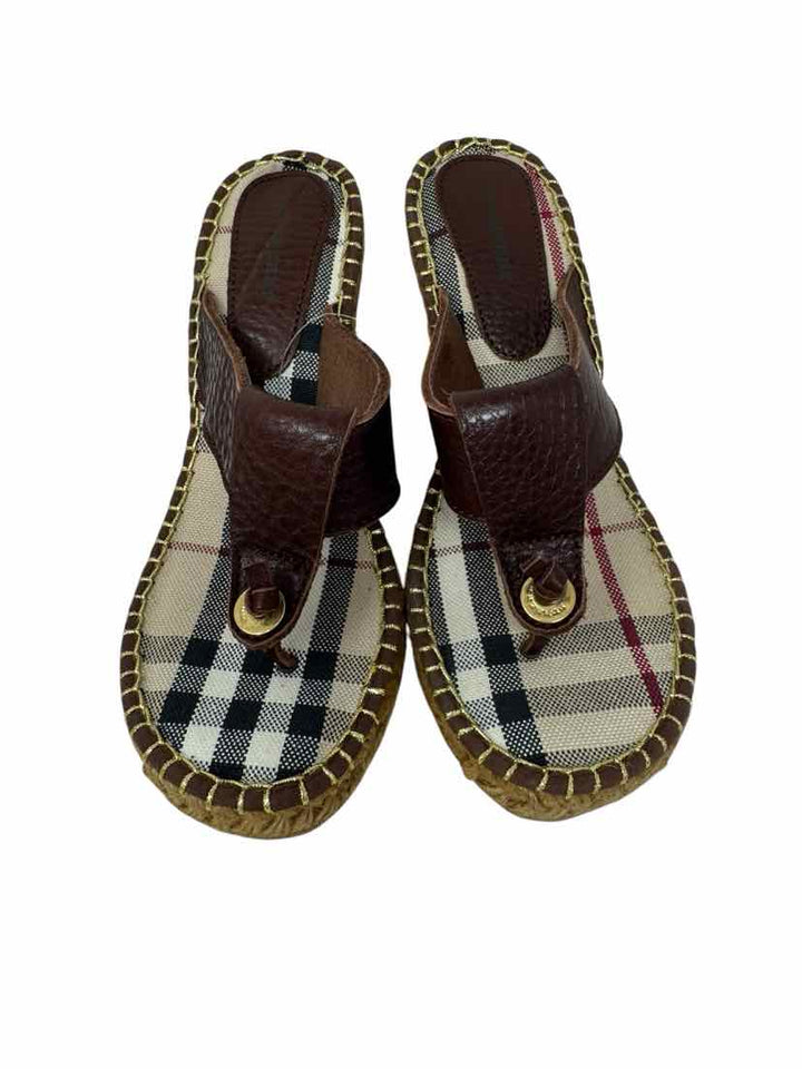 Shoe Size 37 Burberry Brown Print Sandals