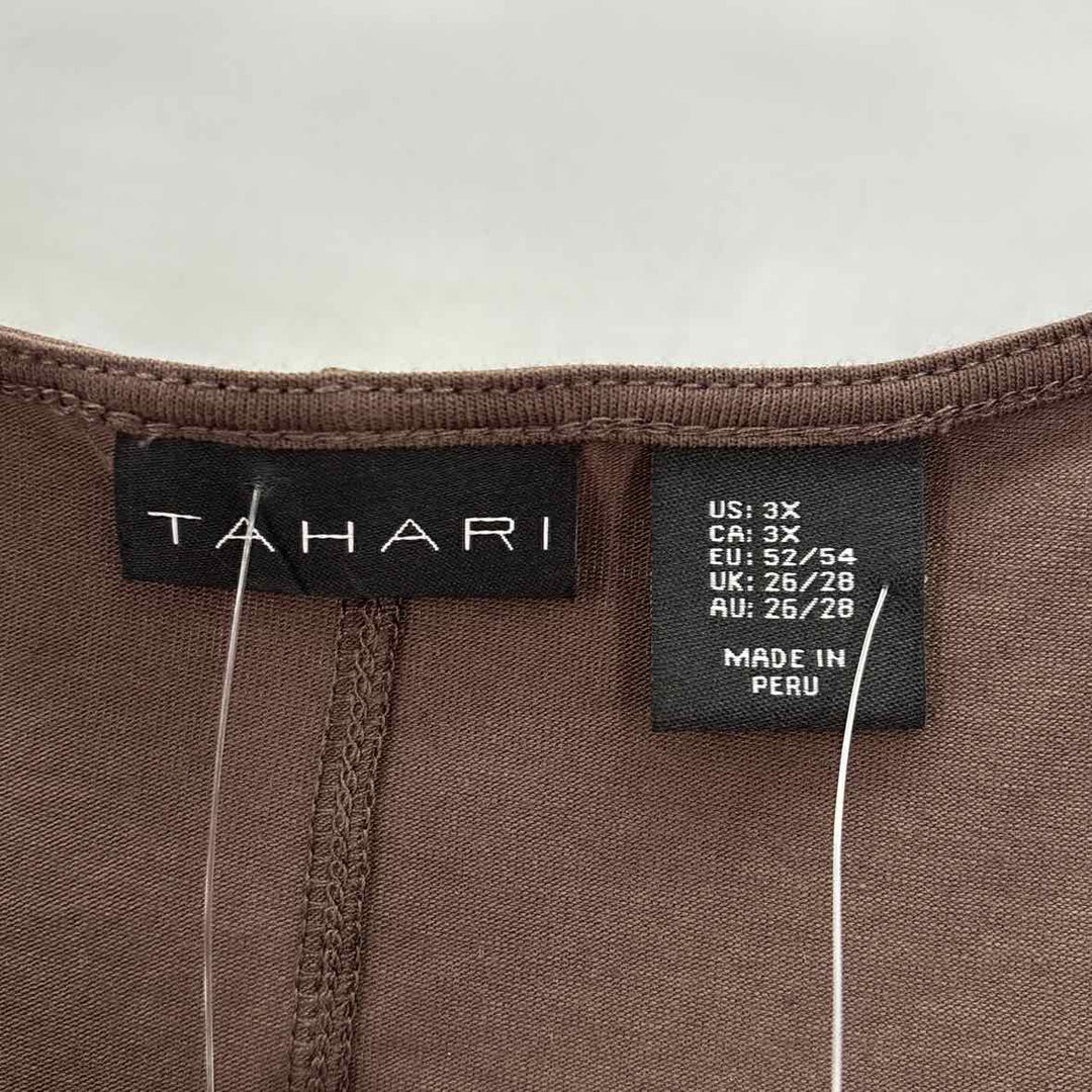 Size 3X TAHARI Brown Knit Cotton Shirt
