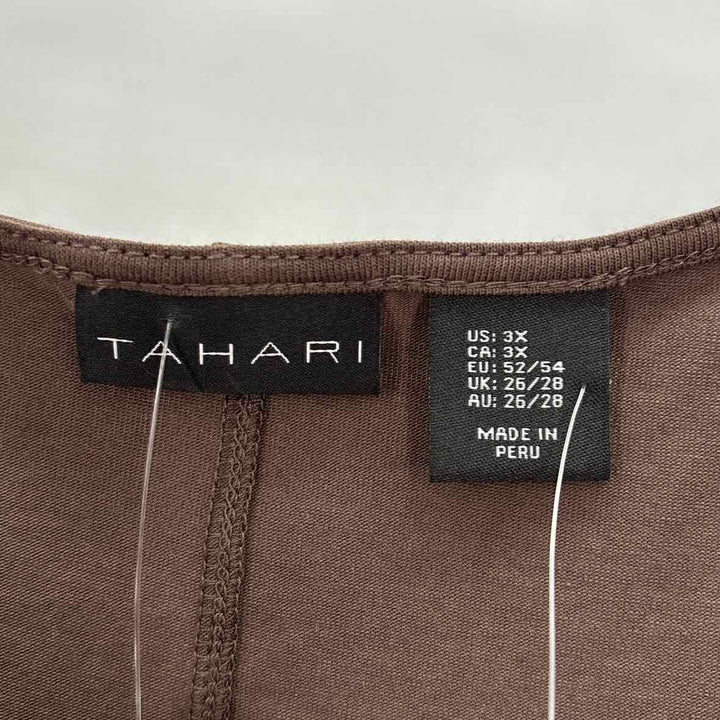 Size 3X TAHARI Brown Knit Cotton Shirt