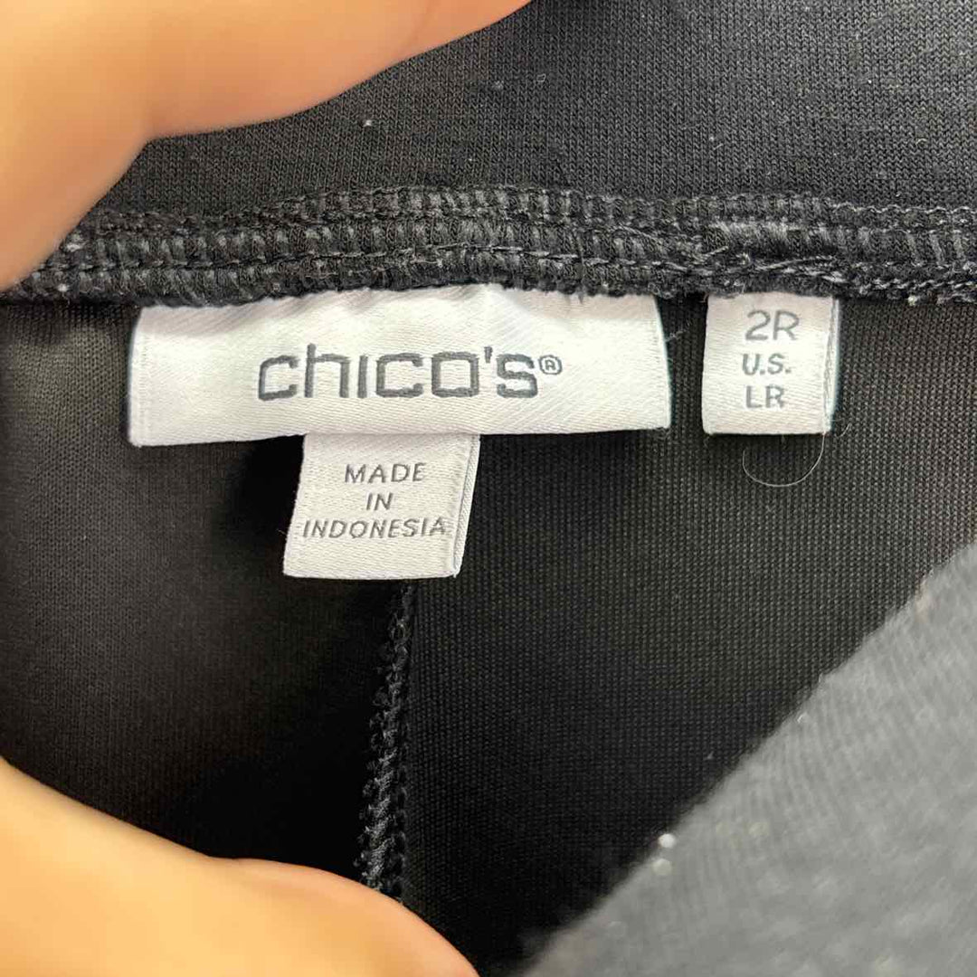 Size L Chico's Black Knit Rhinestone Pants