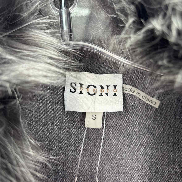 Size S Gray Knit Faux Fur Sweater