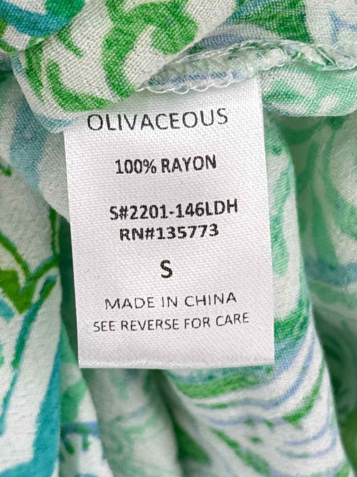 Size S OLIVACEOUS Green Print Dress