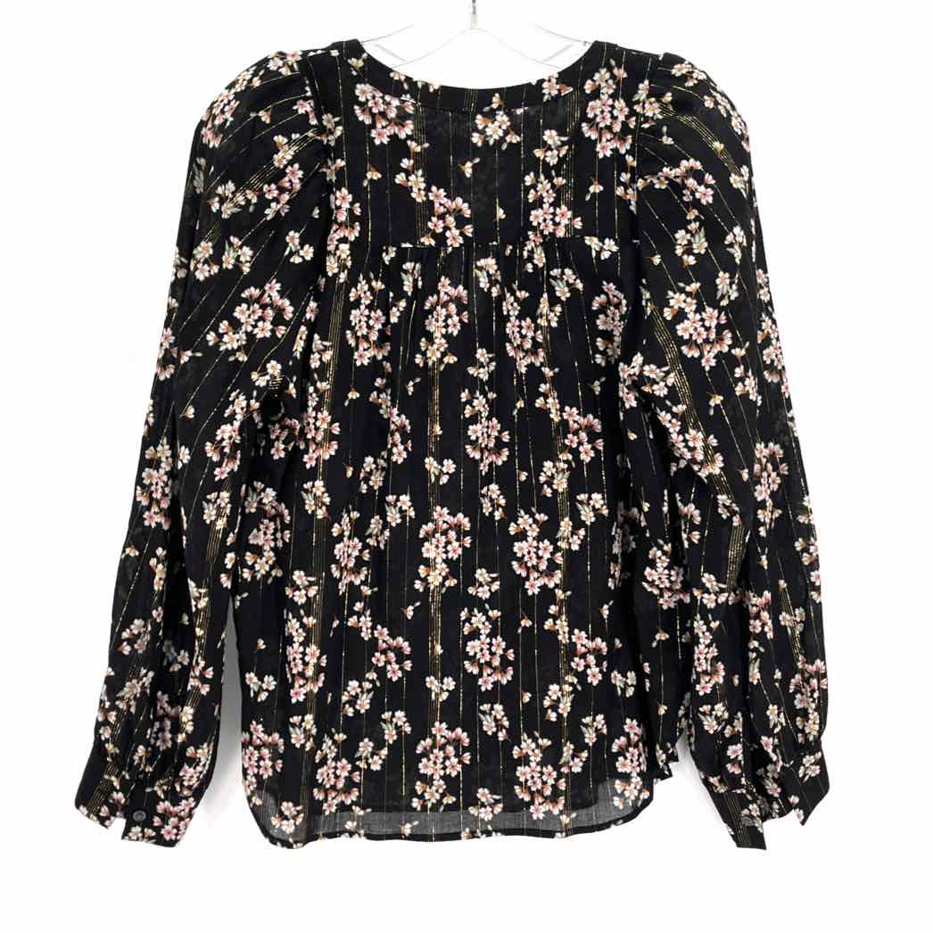 Size XS LOFT Black Print Shirt