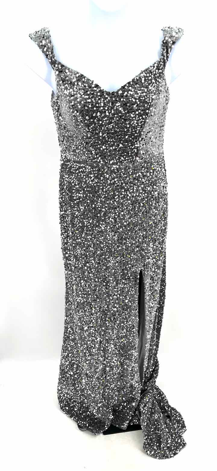 Size XL Silver Velvet Sequined Dress