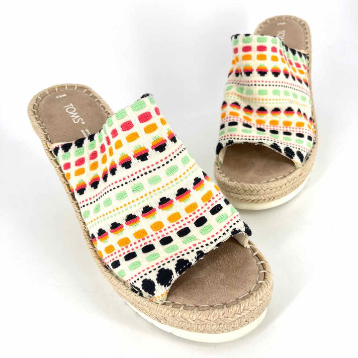 Shoe Size 8.5 Toms Multi-Color Canvas Wedge