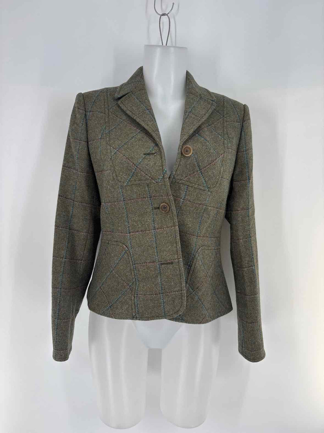 Size 8 Brooks Brothers Green Print Blazer