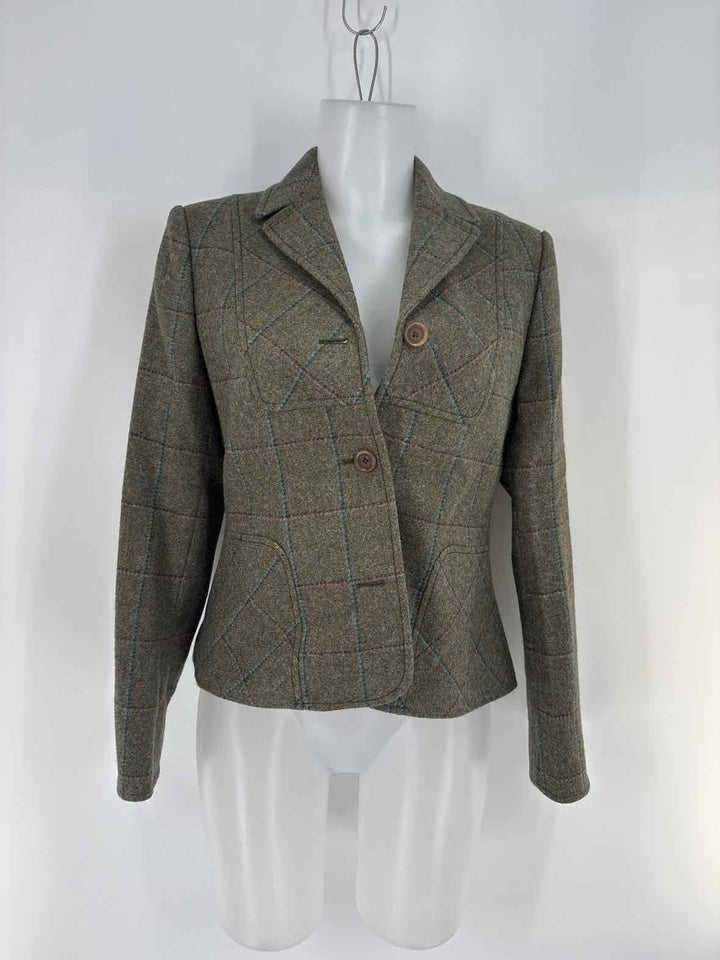 Size 8 Brooks Brothers Green Print Blazer