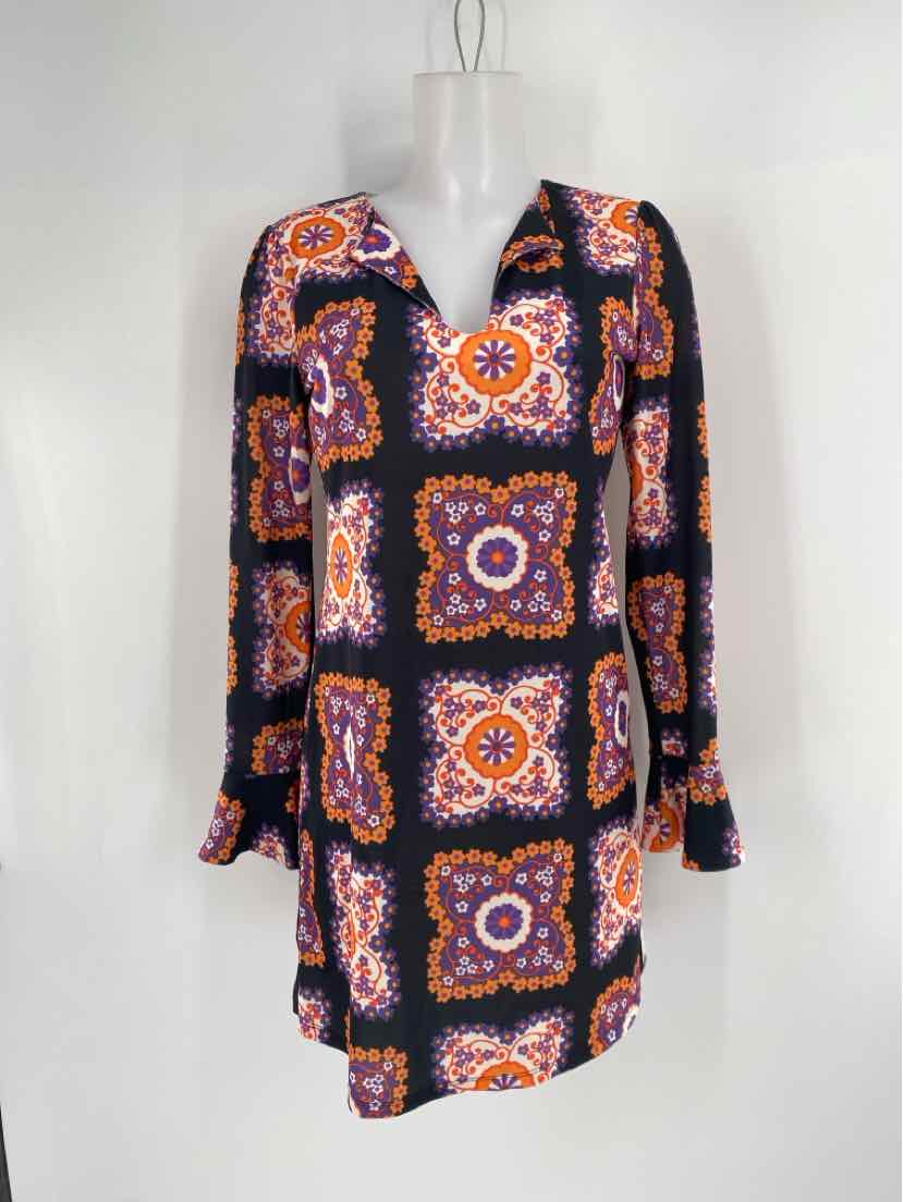 Size 6 Black Print Dress