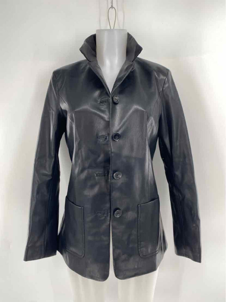 Size 6 RAG & BONE Black Leather Luxury - Jacket