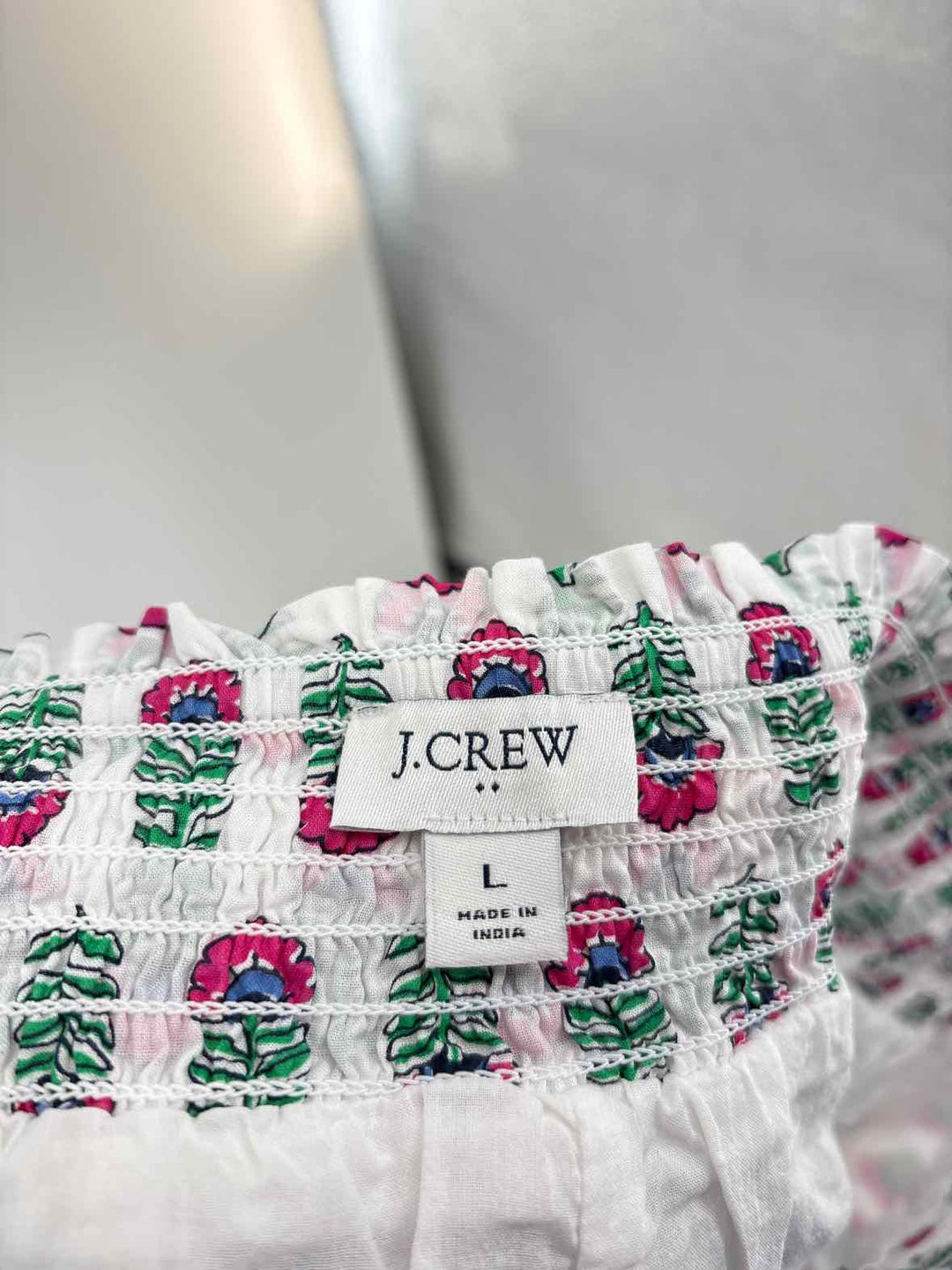 Size L J Crew White Print Skirt