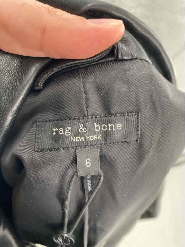 Size 6 RAG & BONE Black Leather Luxury - Jacket