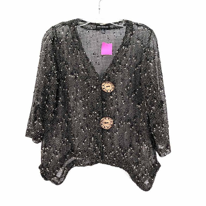 Size S NINA LEONARD Multi-Color Knit Cardigan