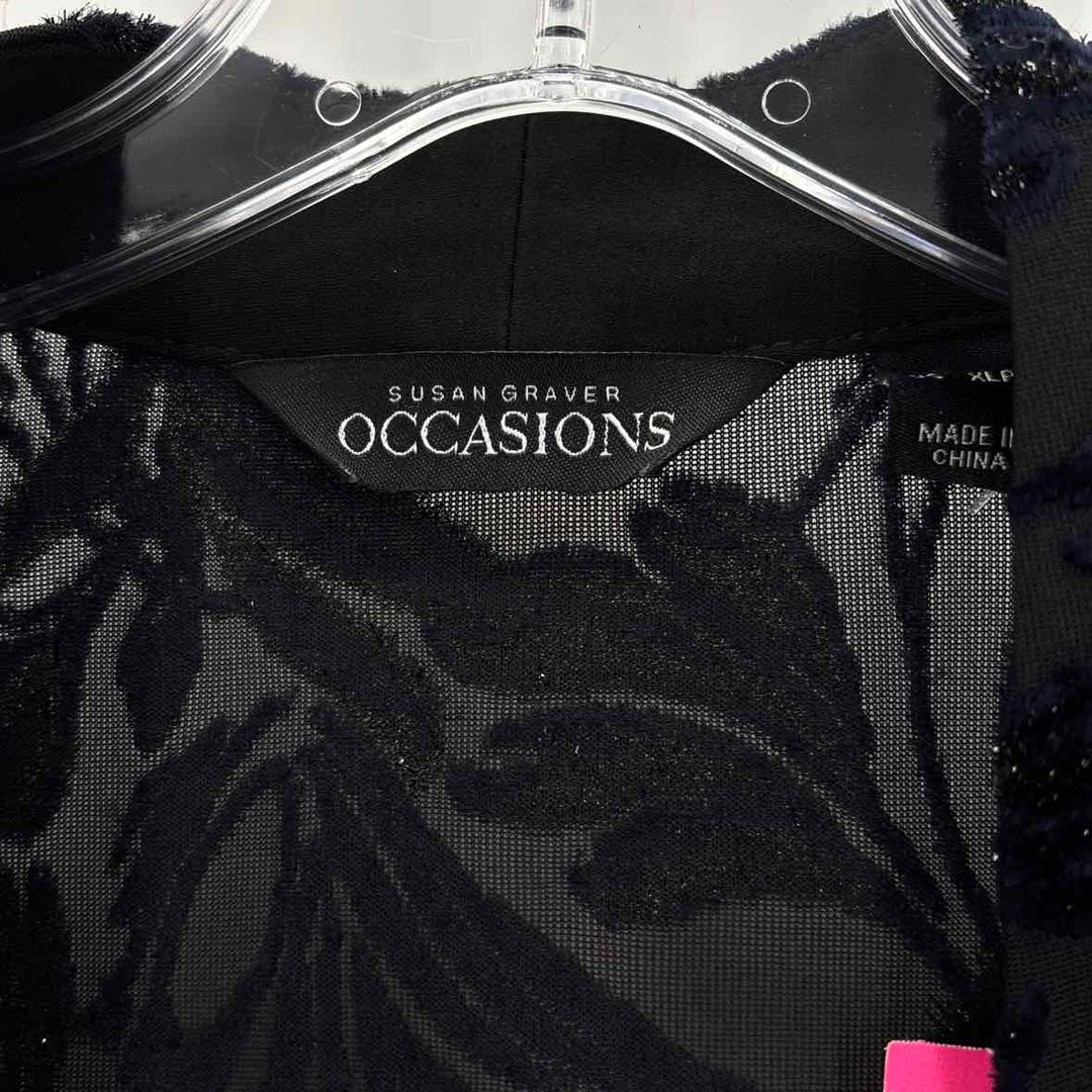 Size XL SUSAN GRAVER Black Velour Cardigan