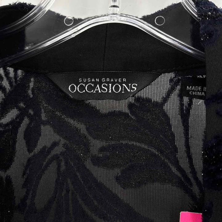 Size XL SUSAN GRAVER Black Velour Cardigan