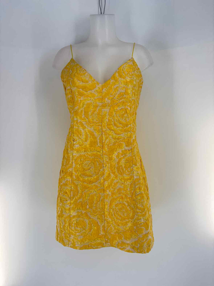 Size L Alice + Olivia Yellow Print Dress