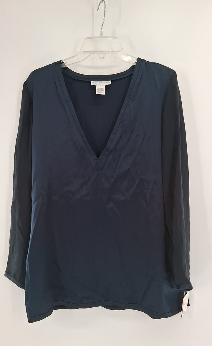 Size 14 DONCASTER Navy Silk Shirt