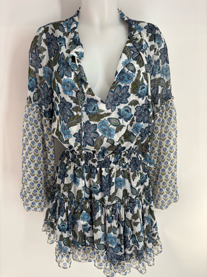 Size XS MISA Blue Print Dress