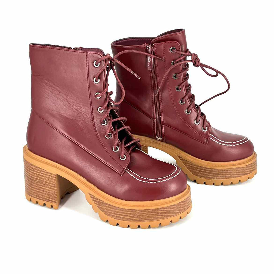 Shoe Size 7 Red Faux Leather Boots