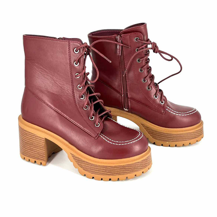 Shoe Size 7 Red Faux Leather Boots