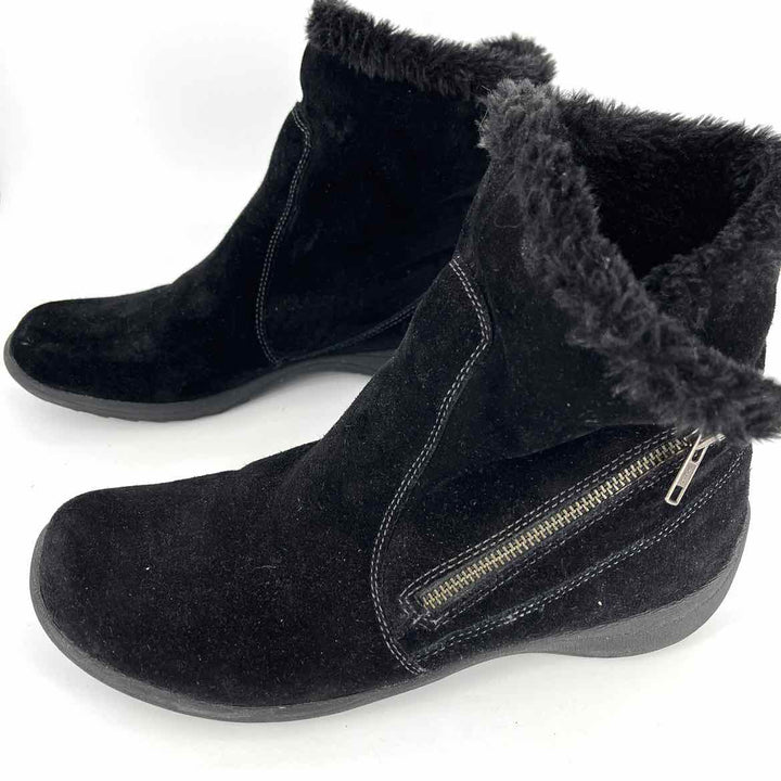 Shoe Size 10 Naturalizer Black Leather Faux Fur Boots
