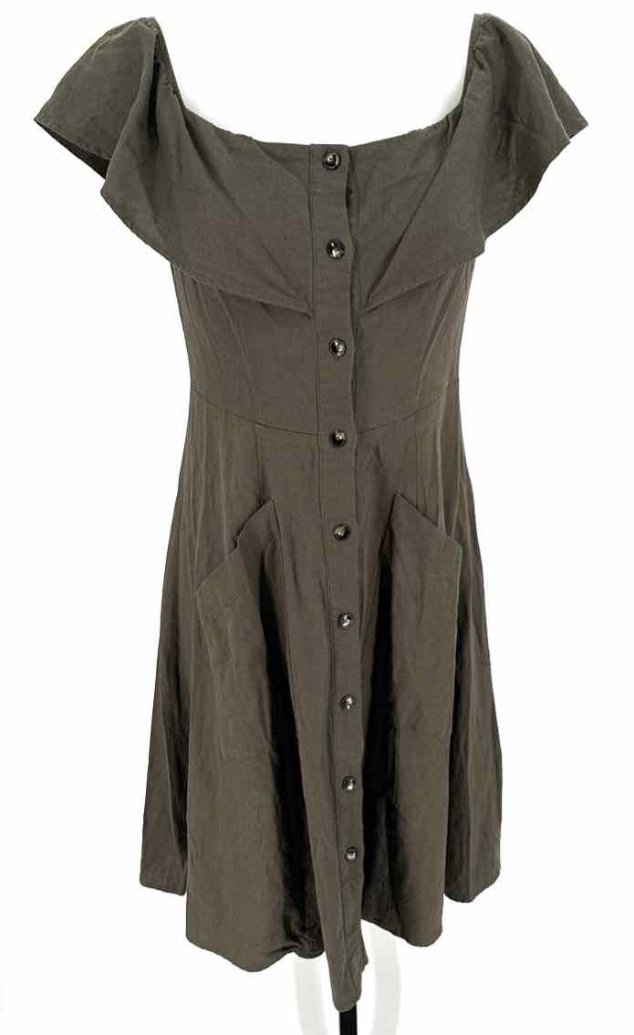 Size 8 SAKS FIFTH AVENUE Olive Linen Dress