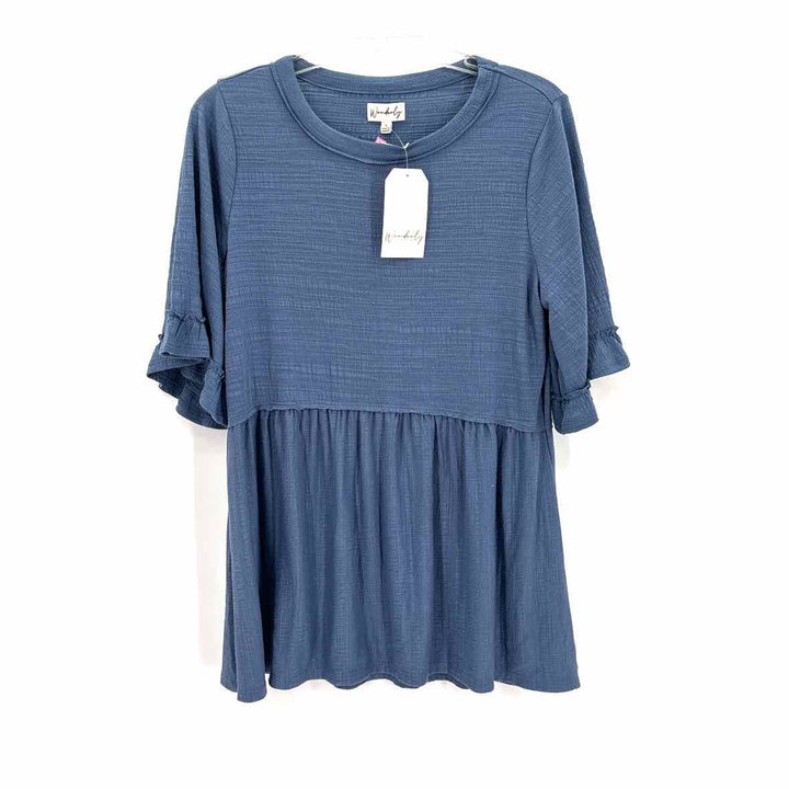 Size S WONDERLY Blue Knit Shirt