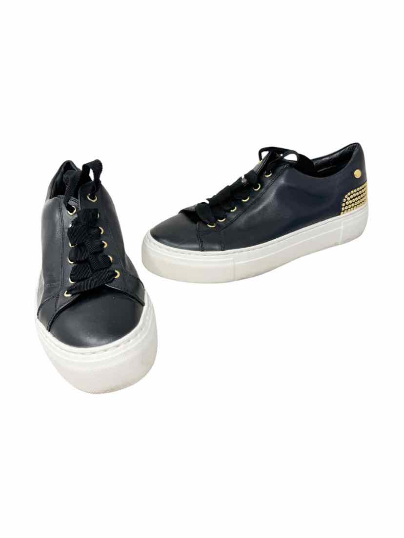 Shoe Size 38 AGL Black Leather Sneakers