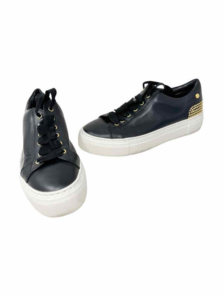 Shoe Size 38 AGL Black Leather Sneakers