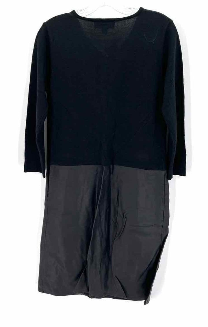 Size 2 DENNIS BASSO Black Knit Faux Leather Dress