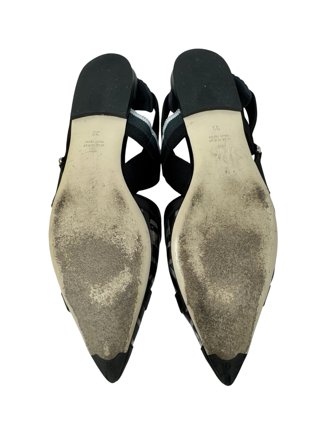 Shoe Size 39 Fendi Black Print Flats