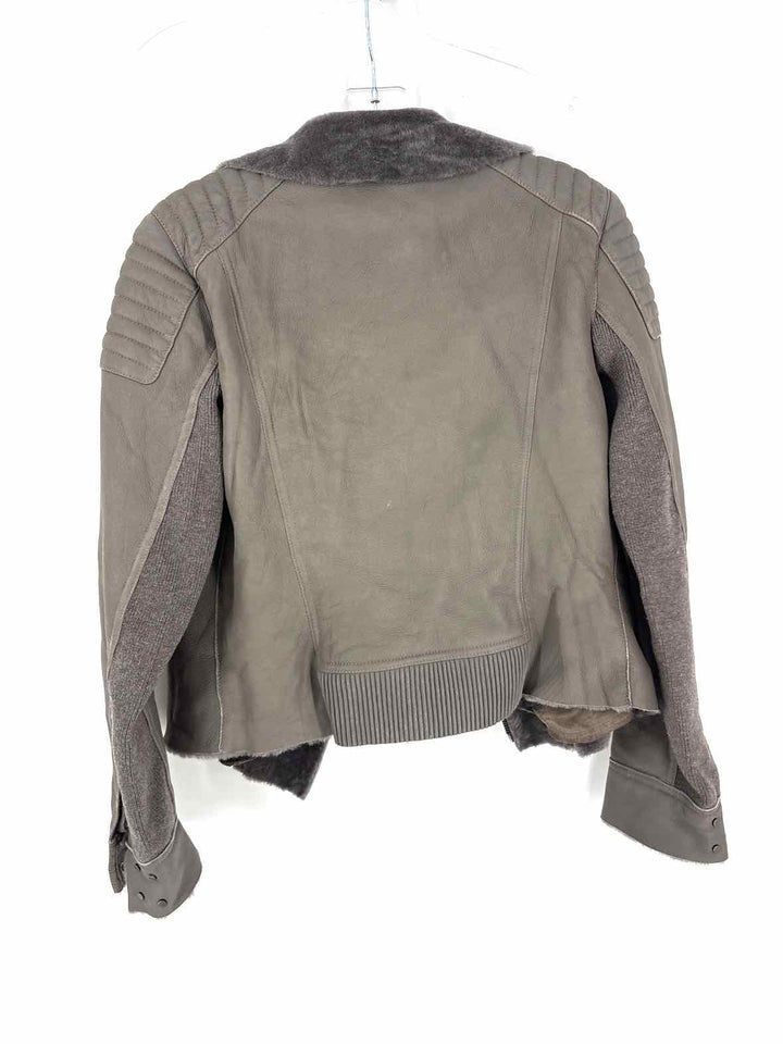 Size S ELIE TAHARI Brown Leather Jacket