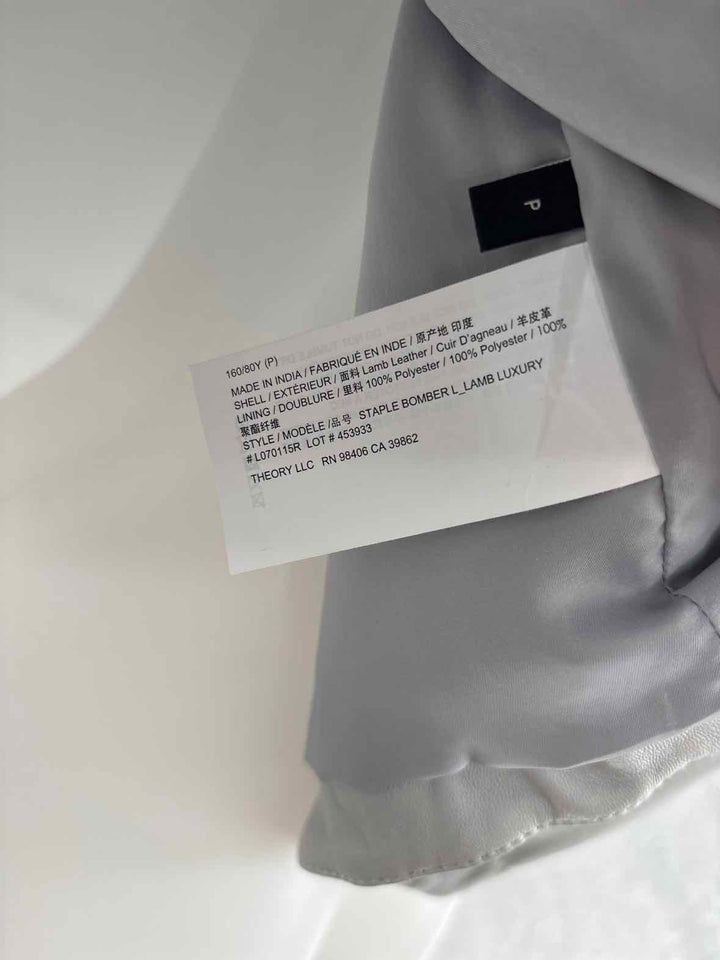 Size Petite THEORY Gray Leather Luxury - Jacket