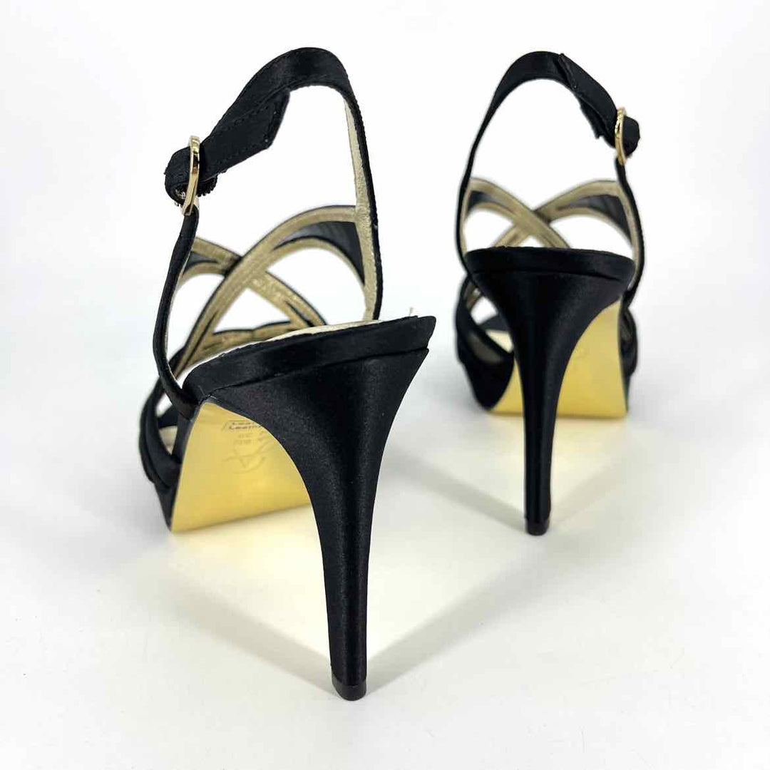 Shoe Size 8 Adrianna Papell Black Satin Mesh Heels