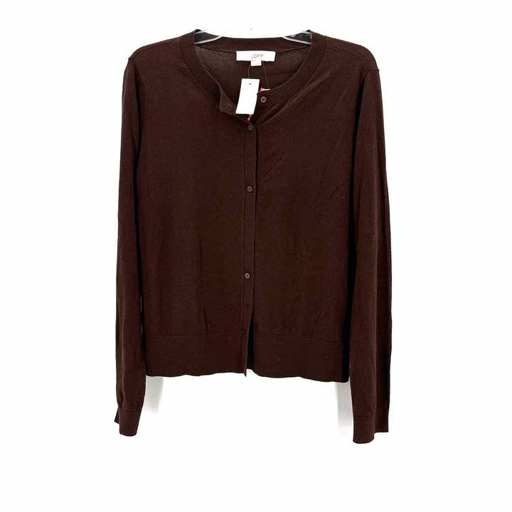 Size L LOFT Brown Knit Cardigan