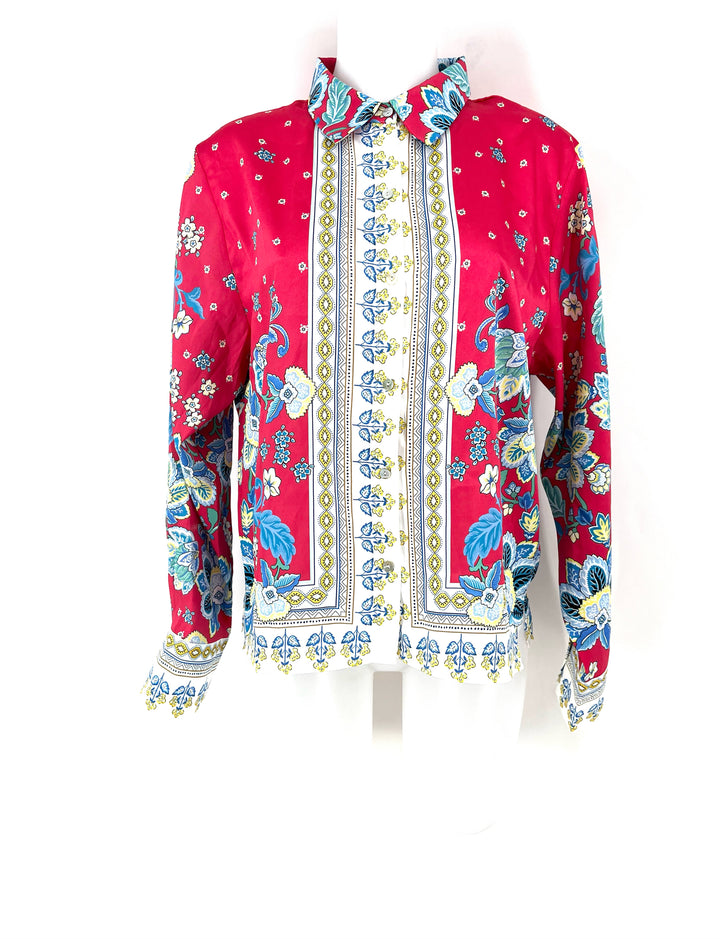 Size M MAEVE Fuschia Silk Shirt