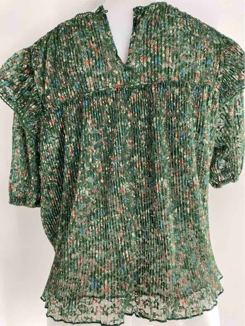 Size S Anthropologie Green Print Shirt