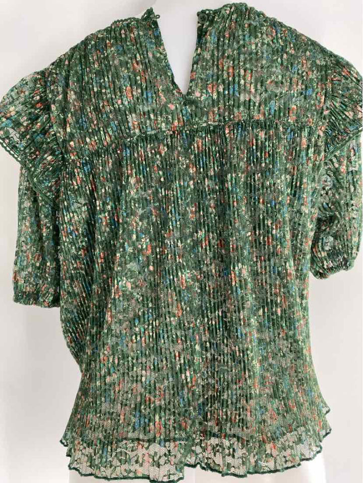Size S Anthropologie Green Print Shirt