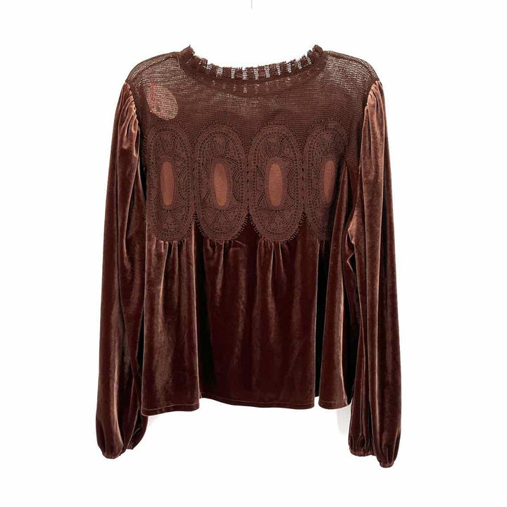 Size 2X Brown Velour Lace Sweater